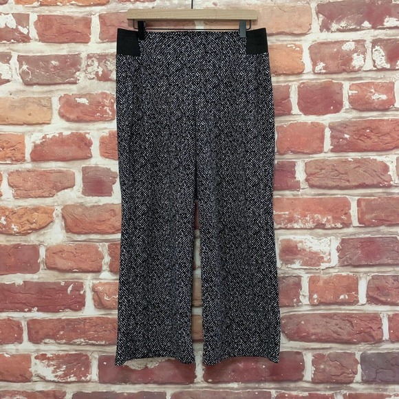 Soho Pants Women's Small Black White Abstract Stretchy Pull On Wide Leg Cropped - Picture 1 of 11